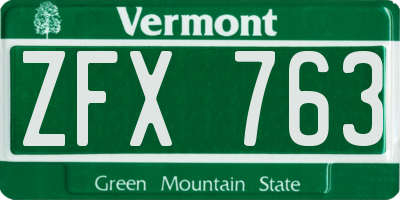 VT license plate ZFX763