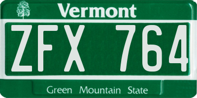 VT license plate ZFX764