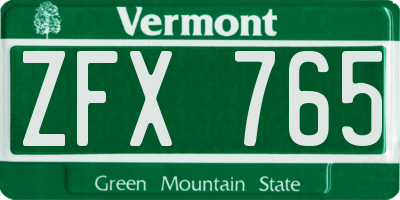 VT license plate ZFX765