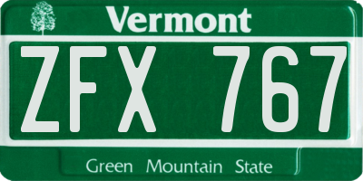 VT license plate ZFX767