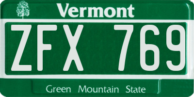 VT license plate ZFX769