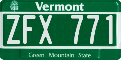 VT license plate ZFX771
