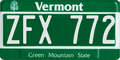 VT license plate ZFX772