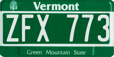 VT license plate ZFX773