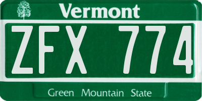 VT license plate ZFX774