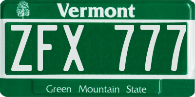 VT license plate ZFX777