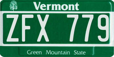 VT license plate ZFX779