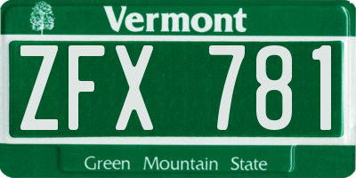 VT license plate ZFX781