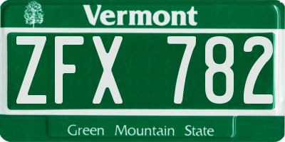 VT license plate ZFX782