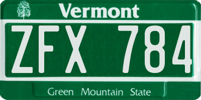 VT license plate ZFX784