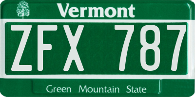 VT license plate ZFX787