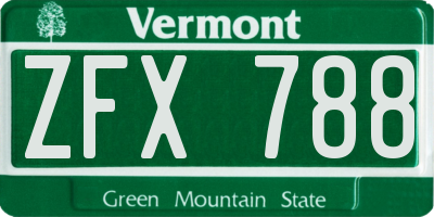 VT license plate ZFX788
