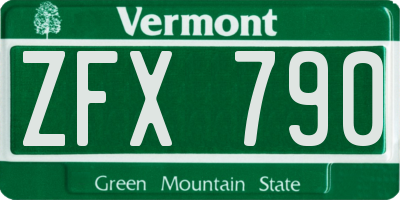 VT license plate ZFX790