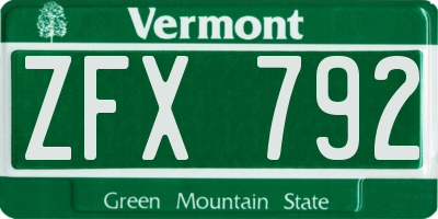 VT license plate ZFX792