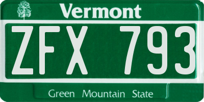 VT license plate ZFX793