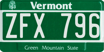 VT license plate ZFX796