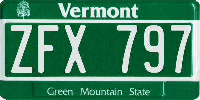 VT license plate ZFX797