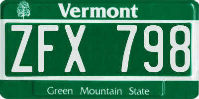 VT license plate ZFX798