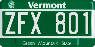 VT license plate ZFX801