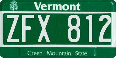 VT license plate ZFX812