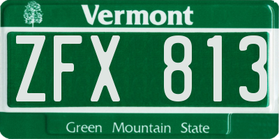 VT license plate ZFX813