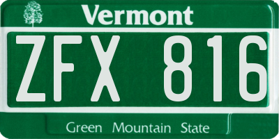 VT license plate ZFX816