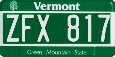 VT license plate ZFX817