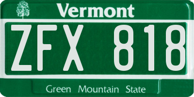 VT license plate ZFX818