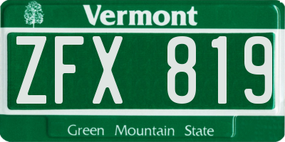 VT license plate ZFX819