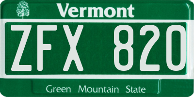 VT license plate ZFX820