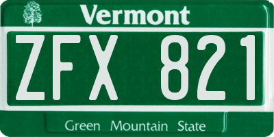 VT license plate ZFX821