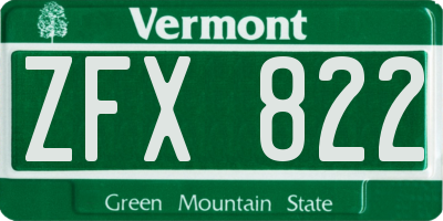 VT license plate ZFX822