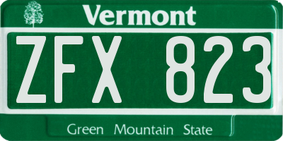 VT license plate ZFX823
