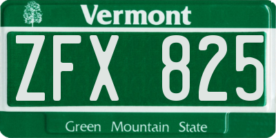 VT license plate ZFX825