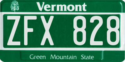 VT license plate ZFX828