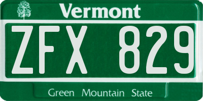 VT license plate ZFX829