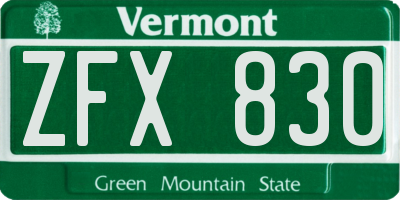 VT license plate ZFX830
