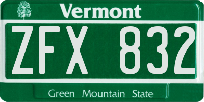 VT license plate ZFX832