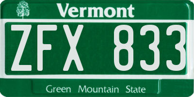 VT license plate ZFX833