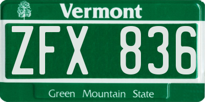 VT license plate ZFX836