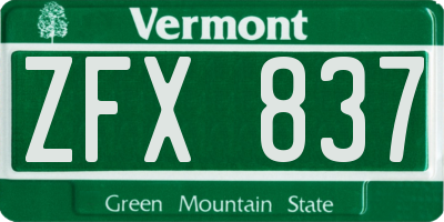 VT license plate ZFX837