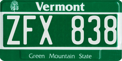 VT license plate ZFX838