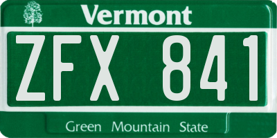 VT license plate ZFX841