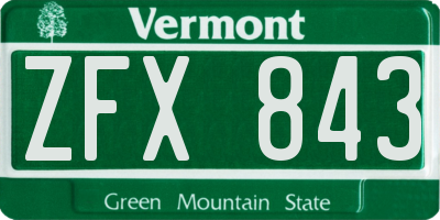 VT license plate ZFX843