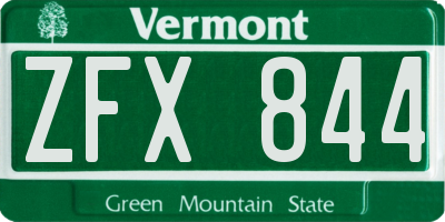VT license plate ZFX844