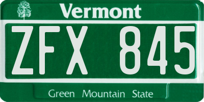 VT license plate ZFX845