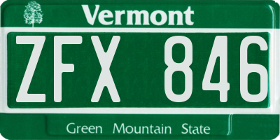 VT license plate ZFX846