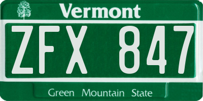VT license plate ZFX847