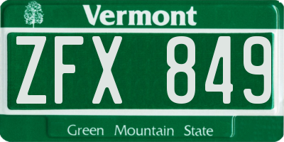 VT license plate ZFX849