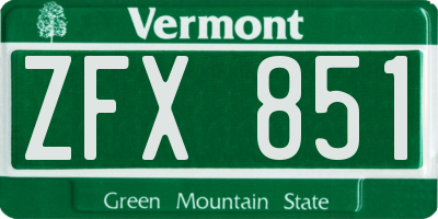 VT license plate ZFX851